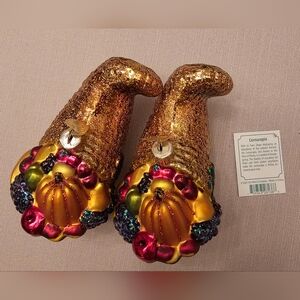 NEW IN BOX! TWO Old World Christmas Cornucopia Christmas Ornaments